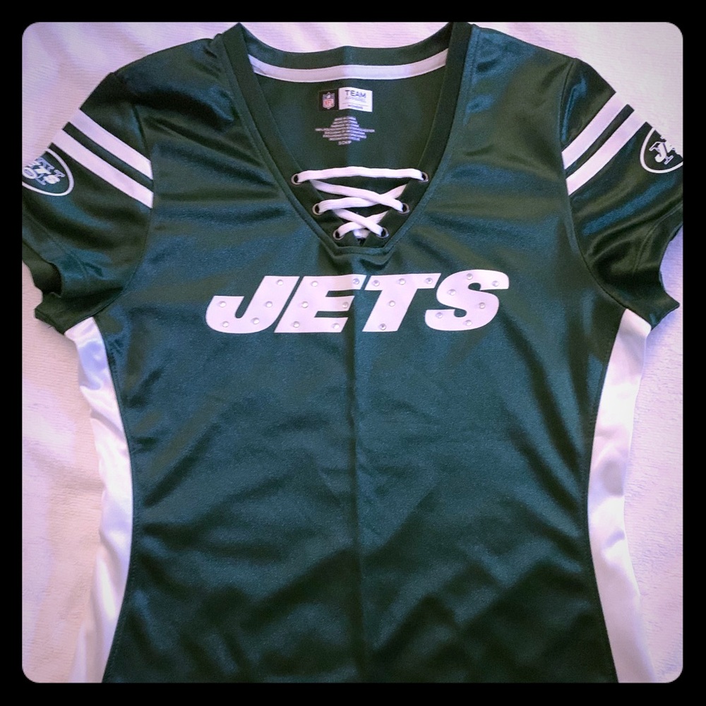 Women’s NFL Jets Jersey Shirt with Rhinestones